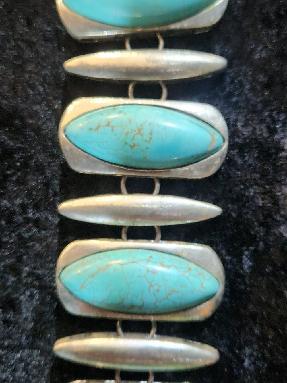 TURQUOISE and Silvertone BRACELET Contemporary SOUTHWESTERN fashion accent